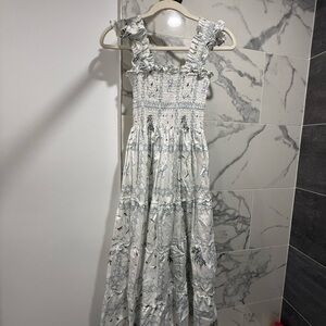 Hill House White Floral Smocked Maxi Dress